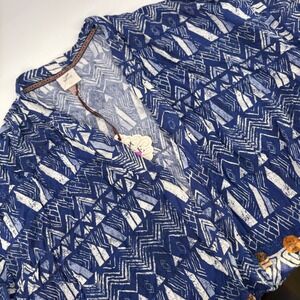 Knox Rose Kimono Cardigan Women XL/XXL Blue NWT Geometric Tribal Rayon Wrap